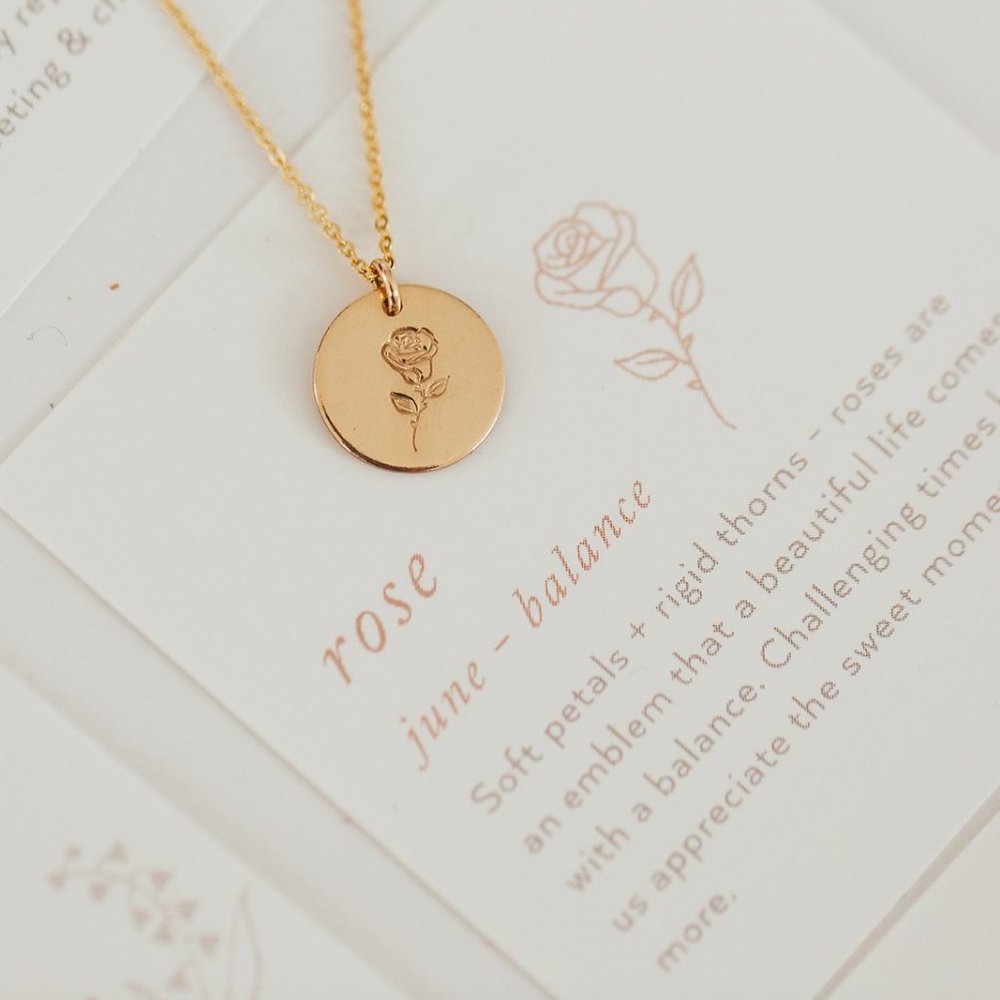 June Rose Bohemian Birth Flower Charm Necklace - Picture 6 of 14
